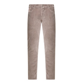 Jacob Cohen 3049 Jeans in Elephant Grey corduroy, slim-fit five-pocket style in cotton-modal blend