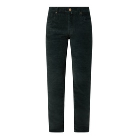 Jacob Cohen Bard Corduroy Straight Leg Trousers in T89 Green, five-pocket style with belt loops and button fastening