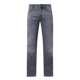 Jacob Cohen 3049 slim-fit jeans in medium black denim, five-pocket style with faded wash detail