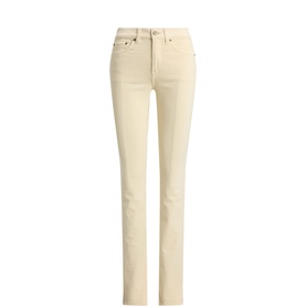 Lauren Marscapone Cream slim straight-leg jeans, high-rise waist, five-pocket style, plain product shot