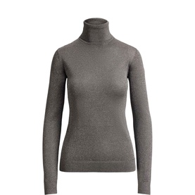 Metallic Roll Turtleneck Sweater