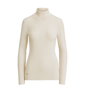 Ribbed Logo Plaque Turtleneck Sweater