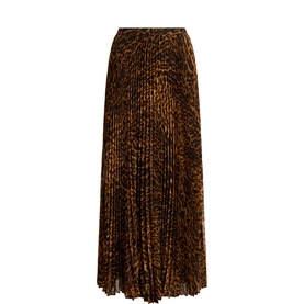 Lauren Tan Multi leopard-print pleated maxi skirt with elasticated waistband