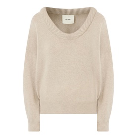 Lisa Yang The Doria Cashmere Sweater in sand, featuring scoop neckline, long sleeves and ribbed trims