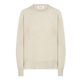 Lisa Yang The Hally Cashmere Sweater in Oyster, crew neckline, long sleeves, ribbed trims and cuffs