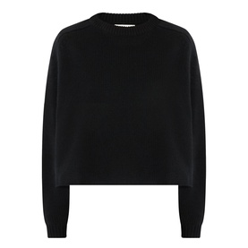 Lisa Yang The Karine Sweater in black cashmere, crew neck, dropped shoulders, long sleeves, ribbed trims