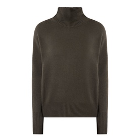 Lisa Yang The Heidi Turtleneck Sweater in Dove Grey, 100% cashmere with turtleneck, dropped shoulders and ribbed trims