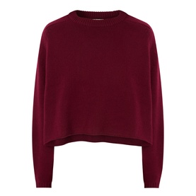 Lisa Yang The Karine Sweater in Deep Plum, 100% cashmere with crew neck, dropped shoulders, long sleeves and ribbed trims