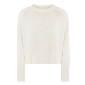 Lisa Yang The Karine Sweater in cream cashmere, crew neck with ribbed trims, dropped shoulders and long sleeves