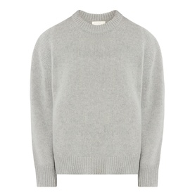 Lisa Yang The Noor Knit Sweater in Dove Grey, 100% cashmere with crew neck, dropped shoulders, long sleeves and ribbed trims