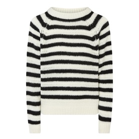 Lisa Yang cream and black striped cashmere-silk knit jumper with crew neck and ribbed cuffs and hem