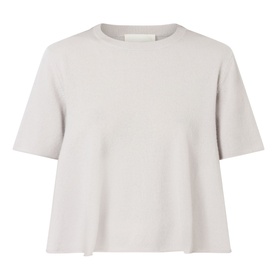 Lisa Yang Liru Cashmere T-Shirt in Seashell, round neck, short sleeves, straight hemline, relaxed boxy fit
