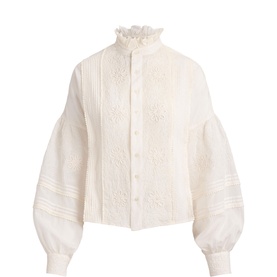 Ruffle Collar Embroidered Blouse