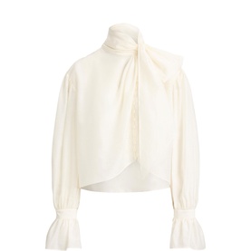 Tie Detail Relaxed Organdy Blouse