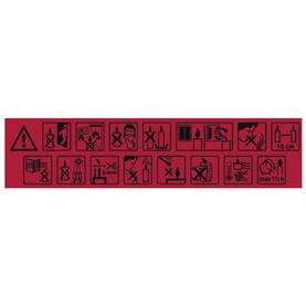 Acqua Di Parma Latte di Mandorla Candle safety and handling instruction symbols on red background label.