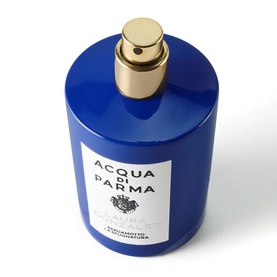 Acqua Di Parma Blu Mediterraneo eau de parfum in cobalt blue cylindrical bottle with gold spray cap