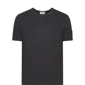 Calvin Klein Jeans Pirate Black cotton crew neck T-shirt with small logo badge on sleeve, short sleeves, relaxed fit