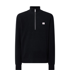 Badge Logo Waffle-Knit Half-Zip Sweatshirt