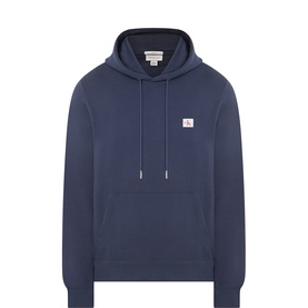 Calvin Klein Jeans Blue Nights hoodie with kangaroo pocket, drawstring hood, and small logo badge patch on chest