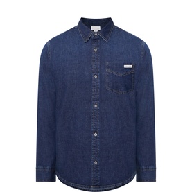 Calvin Klein Jeans Reg Shirt in Feldman dark blue denim, button-front, point collar, single chest pocket with logo tab