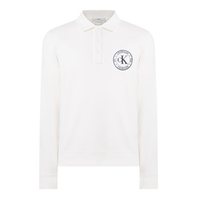 Calvin Klein Jeans Tofu long-sleeve polo sweatshirt with CK monogram chest logo and three-button placket
