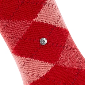 Falke socks in Vermillion Red, argyle knit pattern with tonal diamond design and silver logo stud detail.