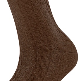 Falke socks in Cappuccino, ribbed knit textile, close-up showing heel and ankle detail