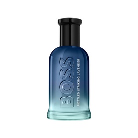 Hugo Boss Bottled Striking Lavender EDP in gradient blue-to-teal glass bottle with black cap
