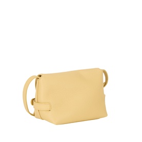 Longchamp crossbody bag in Foin yellow calf leather, silver-tone zip, slim shoulder strap with tab detail, structured silhouette
