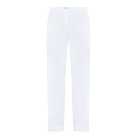 Sporty and Rich Signature Logo Ring Lounge Pants in white, with button fastenings, logo patch at waist and elasticated waistband