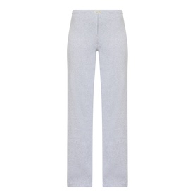 Sporty and Rich Signature Logo Rib Sweatpants in grey, straight-leg cut with elasticated waist and ribbed texture