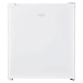 Belling 40L Table Top Larder Fridge in white, compact single-door design with small feet and brand logo on front panel.