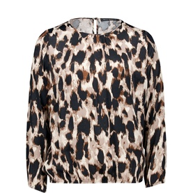 Animal Print Keyhole Blouse