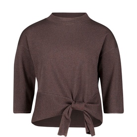 Betty Barclay Muskat top with mock neck, three-quarter sleeves, and front tie detail
