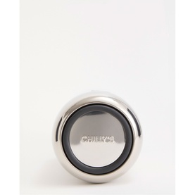 Chilly's stainless steel bottle lid in silver tone with smoked grey centre window and embossed logo detail