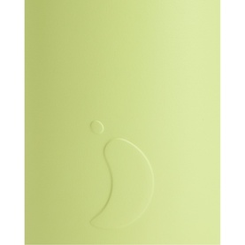 Chillys Water Bottle in Limelite, pale green matte finish with embossed logo detail, close-up shot.