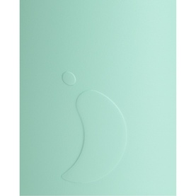Mint green surface with embossed curved line and dot detail, suggesting a minimalist skincare or beauty product logo design