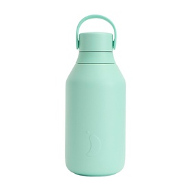 Chillys Water Bottle in Opal, large matte mint-green insulated bottle with matching carry handle lid
