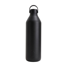 Chillys Water Bottle in Onyx, matte black finish with matching loop-handle lid, large single-wall format