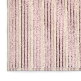 Christys Bath Towelling in multi, close-up showing pink and cream vertical ribbed stripe texture detail