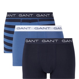 Gant Boxers 3Pk in Vintage Blue, featuring navy stripe, mid-blue, and navy trunks with branded elasticated waistbands