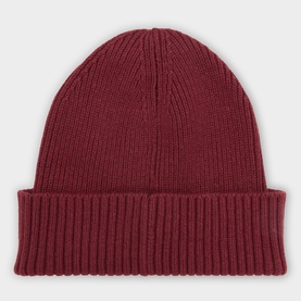 Gant ribbed knit beanie hat in Plumped Red with wide folded cuff, cotton-wool blend
