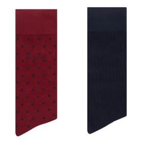 Gant Plumped Red Socks Multi Pack; one red with navy polka dots, one plain navy, cotton blend