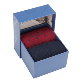 Gant Plumped Red Socks Multi Pack in gift box, two pairs in red polka dot and navy stripe designs