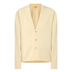 Guest In Residence butter cashmere cardigan with V-neckline and three button fastening