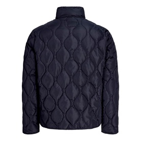 Jack & Jones Dark Navy casual jacket, back view, onion quilted pattern, funnel collar, zip fastening