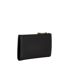 Kurt Geiger Sloane Small Bifold Wallet in black leather, rear view, gold zip pull detail visible