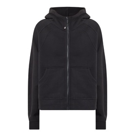 Lululemon Scuba Oversized Full-Zip Hoodie in black, with kangaroo pockets, raglan sleeves, and adjustable hood