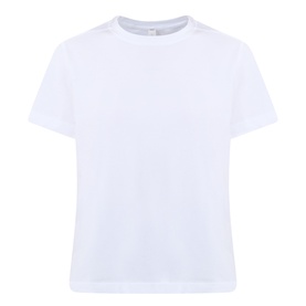 Lululemon All Yours T-Shirt in white, crew neck, short sleeves, relaxed fit, laid flat on white background