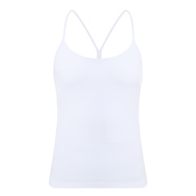 Lululemon white camisole top with thin adjustable straps and a racerback design, flat product shot